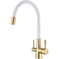Смеситель для кухни Lemark Comfort LM3075G-White Золото Белый — фото 1, Смесители для кухни