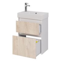 Товар: Тумба SLIM, 55 см, подвесная/напольная, 2 ящика, белый глянец / дуб кантри - фото 8 Тумба SLIM, 55 см, подвесная/напольная, 2 ящика, белый глянец / дуб кантри — фото 8, Тумбы под раковину