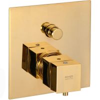 Смеситель для душа Remer Qubica Thermo QT09KBDO с термостатом Золото — фото 1, Смеситель для душа