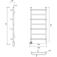Электрический полотенцесушитель Domoterm Орфей П7 400x700 АБР EL Античная бронза — фото 2, Электрические полотенцесушители
