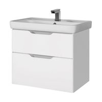 Тумба Q, 80 см, подвесная, 2 ящика, белый глянец — фото 1, Тумбы под раковину