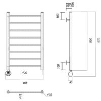 Электрический полотенцесушитель Domoterm Медея П8 400x800 EL Золото — фото 2, Электрические полотенцесушители