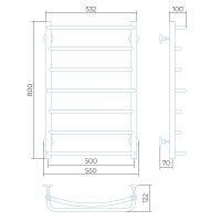 Водяной полотенцесушитель Larusso Евромикс П7 500x800 4670078535108 Хром — фото 2, Водяные полотенцесушители