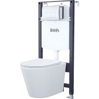 Комплект унитаза с инсталляцией Iddis Basic BASC010i73 с сиденьем Микролифт и клавишей смыва Хром — фото 1, Комплекты унитаз + инсталляция