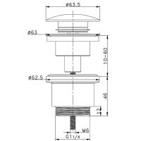 Донный клапан Raglo R600.01.06 click-clack Черный матовый — фото 2, Раковины и столешницы. Выпуски для умывальников