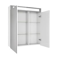 Шкаф зеркальный UNI, 70 см, 2 дверцы, 4 стеклянные полки, с подсветкой и выключателем, белый — фото 7, Шкафы для ванной