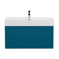 Тумба подвесная под раковину с выдвижным ящиком и внутренним ящиком CEZARES PREMIUM 55403 Blu petrol — фото 1, Тумбы под раковину