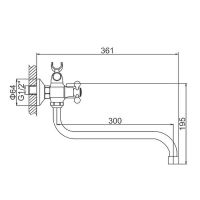 Смеситель для ванны Ledeme H12 2312L универсальный Хром — фото 2, Смеситель для ванны