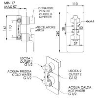 Смеситель для душа Remer Absolute AU92BG Золото брашированное — фото 2, Смеситель для душа