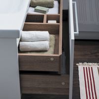 Товар: Тумба BIG INN, 100 см, подвесная, 1 ящик + выдвижной внутренний ящик, белый глянец - фото 12 Тумба BIG INN, 100 см, подвесная, 1 ящик + выдвижной внутренний ящик, белый глянец — фото 12, Тумбы под раковину