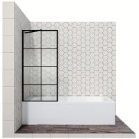 Шторка на ванну Ambassador Bath Screens 80х140 16041209 профиль Черный стекло прозрачное — фото 1, Неподвижные шторки для ванной