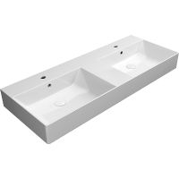 Раковина GSI Kube X 120 9425111 двойная Белая — фото 1, Раковины подвесные