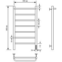 Электрический полотенцесушитель Comfysan Capri EC-8 80x40 012731 с полкой Хром — фото 2, Электрические полотенцесушители