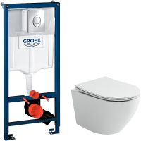 Комплект унитаза Ceramicanova Uno Rimless CN11001 с инсталляцией Grohe Rapid SL 38721001 с сиденьем  — фото 1, Комплекты унитаз + инсталляция