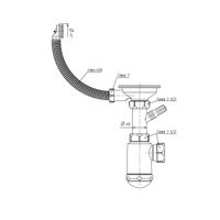 Сифон GRAND 3 1/2 с круглым переливом и винтом металл. с отводом (С.Н. 311-11-24) — фото 2, Комплектующие