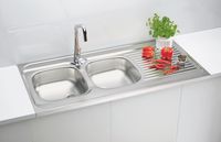 Мойка для кухни накладная CLASSIC 100 NAT-60 1200X6002X левая в комплекте с сифоном 1071240, — фото 2, Кухонные мойки