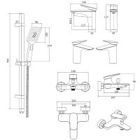 Комплект смесителей Bond Cube B03-5388 Черный матовый — фото 15, Смесители для раковины