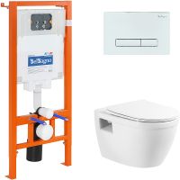 Комплект унитаза с инсталляцией BelBagno Loto BB070CHR/SC/BB002-80/BB018-GV-BIANCO с сиденьем Микрол — фото 1, Комплекты унитаз + инсталляция