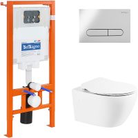 Комплект унитаза с инсталляцией BelBagno Prospero BB507B/BB2020SC/BB002-80/BB005-PR-CHROME с сиденье — фото 1, Комплекты унитаз + инсталляция