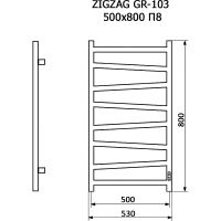 Электрический полотенцесушитель Grois Zigzag GR-103 50/80 П8 9005 R диммер справа Черный матовый — фото 2, Электрические полотенцесушители