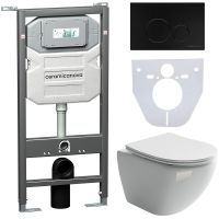 Комплект унитаза с инсталляцией Ceramicanova Metropol CN4002_1001B_1000 с сиденьем Микролифт и Черно — фото 1, Комплекты унитаз + инсталляция