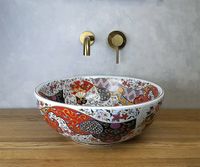 Раковина-чаша Bronze de Luxe Festival 40 2231 Красная с орнаментом — фото 5, Раковины накладные