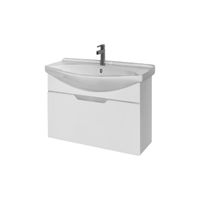 Тумба LAGUNA, 75 см, подвесная, 1 ящик, белый глянец — фото 1, Тумбы под раковину