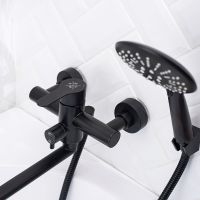 Смеситель для ванны Ростовская Мануфактура Сантехники SUS124BL-006EP универсальный Черный матовый — фото 8, Для душа и ванны