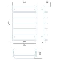 Водяной полотенцесушитель Larusso Стандарт П7 500x800 4670078535313 с полкой Хром — фото 2, Водяные полотенцесушители