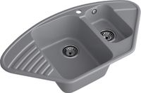 GRANFEST Мойка QUARZ 14 угловая 1,5-чаши 930*500мм темно-серый арт.GF-Z- — фото 2, Кухонные мойки