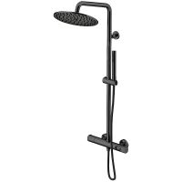 Душевая система Gattoni Circle Two KIT/TS60NO с термостатом Черная матовая — фото 1, Душевые стойки