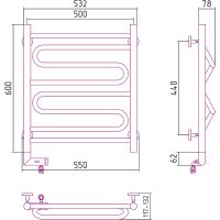 Электрический полотенцесушитель Сунержа Элегия 2.0 600x500 L 00-5218-6050 Хром — фото 4, Электрические полотенцесушители