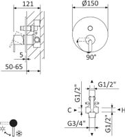 Товар: Встраиваемый смеситель CEZARES LEAF-VDIM-L-SR - фото 2 Встраиваемый смеситель CEZARES LEAF-VDIM-L-SR — фото 2, Смеситель для душа