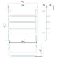 Электрический полотенцесушитель Larusso Стандарт П5 500х600 4670078536419 с полкой Хром — фото 2, Электрические полотенцесушители