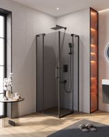 Душевой уголок CEZARES SLIDER-AH-2-70/80-80/90-GRIGIO-NERO — фото 1, Прямоугольные душевые уголки