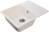 GRANFEST Мойка QUARZ 13 1-чаша+крыло 620*480мм белый арт.GF-Z- — фото 2, Кухонные мойки