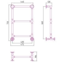 Водяной полотенцесушитель Сунержа Ренессанс 1304 660х400 05-0280-6640 Состаренная бронза — фото 2, Водяные полотенцесушители