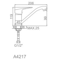 Смеситель для кухни Accoona H17 A4217 Хром — фото 2, Смесители для кухни