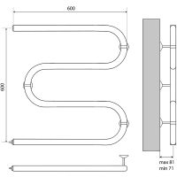 Электрический полотенцесушитель Melodia della vita Simple Electro М-образный 60х60 MTRSPE6060 Полиро — фото 2, Электрические полотенцесушители