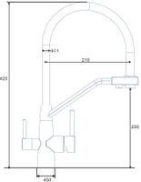 Смеситель д/кухни, R-излив нерж., с подключением к фильтру, черный арт. K25 B — фото 2, Смесители для кухни