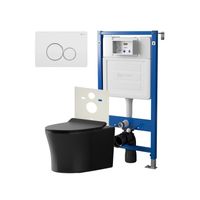 Сет: Система инсталляции Point, Клавиша Виктория бел/хром PN44061WC + Унитаз Вега чёрн мат — фото 1, Инсталляции и комплекты. Сет: Инсталляция, клавиша смыва и подвесной унитаз