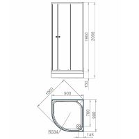 Душевой уголок Melodia della vita Segment Low 90x90 MSETWSL9090TWt профиль Белый стекло прозрачное — фото 2, Душевые уголки