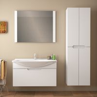 Тумба LAGUNA, 105 см, подвесная, 1 ящик, белый глянец — фото 5, Тумбы под раковину