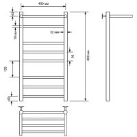 Водяной полотенцесушитель Comfysan Luce W-8 80x40 013615 с полкой Белый матовый — фото 2, Водяные полотенцесушители