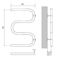Водяной полотенцесушитель Melodia della vita Simple Polymer М-образный 60х40х1 MTRSP6040PLR Полирова — фото 2, Водяные полотенцесушители
