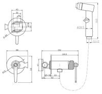 Смеситель "Bangkok Gun metal" скрытого монтажа с гиг. душем, арт. SMHBGGM — фото 2, Для душа и ванны