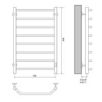 Электрический полотенцесушитель Melodia della vita Victory Electro Ferrum 50х80 П8 MTRVEF5080bk Черн — фото 2, Электрические полотенцесушители