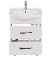 Тумба ALDA, 65 см , подвесная/напольная, 2 ящика. белый глянец, под ум. Лагуна 65 — фото 5, Тумбы под раковину
