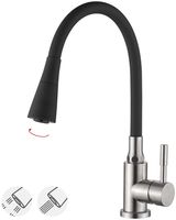 Смеситель для кухни Accoona A9890F-3 Нержавеющая сталь Черный — фото 2, Смесители для кухни