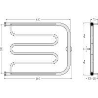 Водяной полотенцесушитель Сунержа Лира 500х650 00-0012-5065 с двумя полками Хром — фото 3, Водяные полотенцесушители